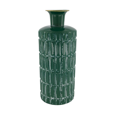 Dijk natural collections vaas metaal donker groen ø16xh39cm
