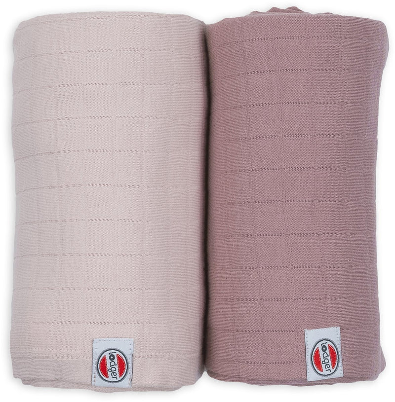 Lodger swaddler - hydrofiele doeken - roze paars - 110x110cm - 2 stuks - biologisch katoen - hydrofiele luier
