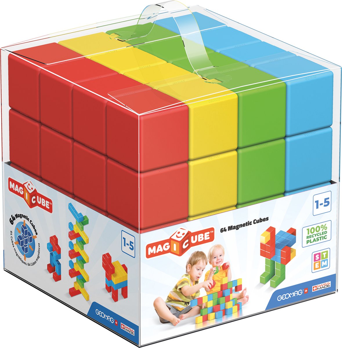 Geomag magicube green line junior recycled - magnetische bouwblokken - 24-delig - vanaf 1 jaar