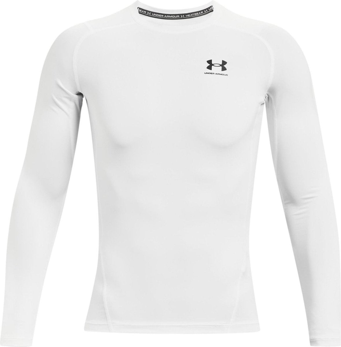 Under armour ua hg armour comp ls-wht heren sportshirt - wit - zwart