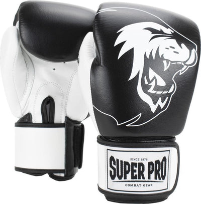 Super pro combat gear undisputed bokszakhandschoenen leder zwart wit extra large