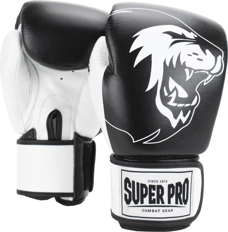 Super pro combat gear undisputed bokszakhandschoenen leder zwart wit extra large