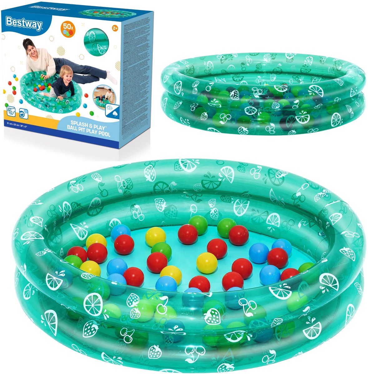 Bestway ® splash play opblaasbaar ballenbak speelbad met 50 speelballen