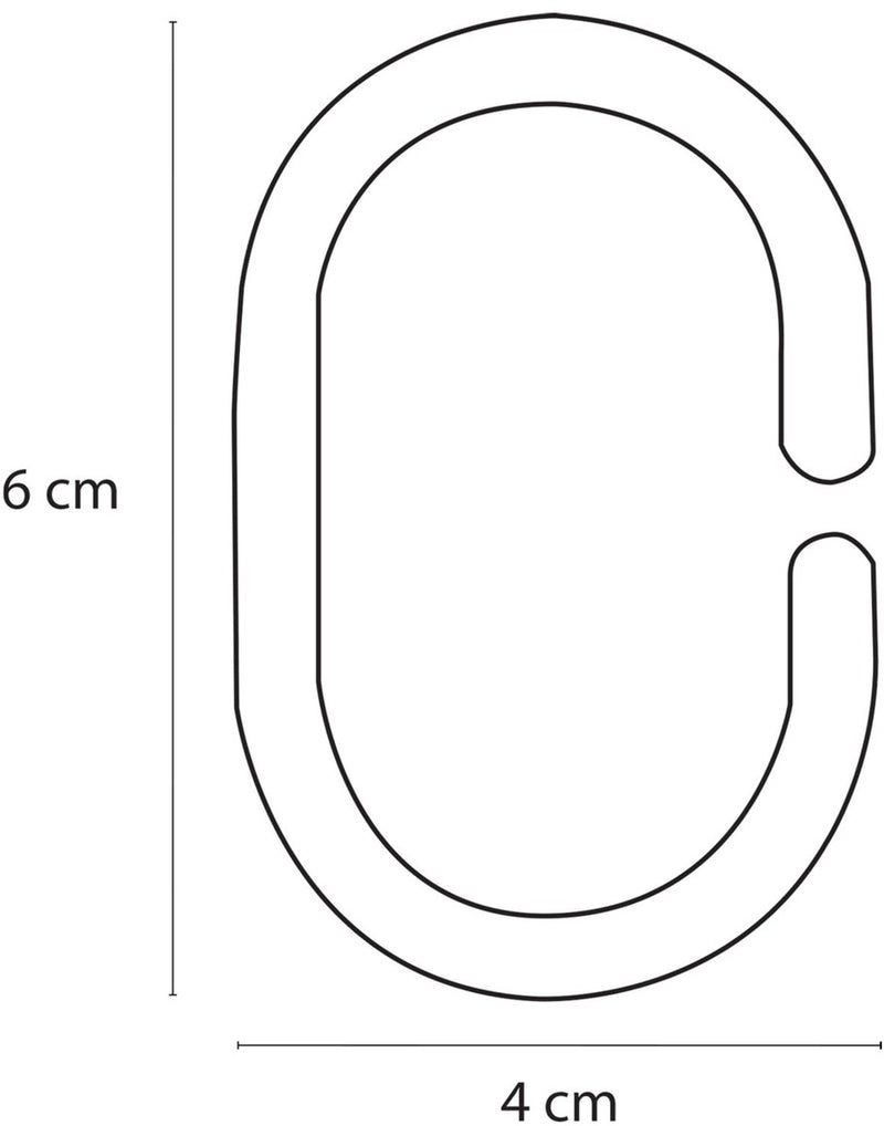 Differnz douchegordijnringen c-minor - set van 12 stuks - kunststof - glijden soepel over de douchestang - niet gevoelig voor vocht - eenvoudig te bevestigen - afmeting 6 x 4 cm - kleur zwart