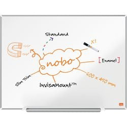 Nobo impression pro magnetisch whiteboard emaille met pennengoot - inclusief whiteboard marker - 600x450mm - wit