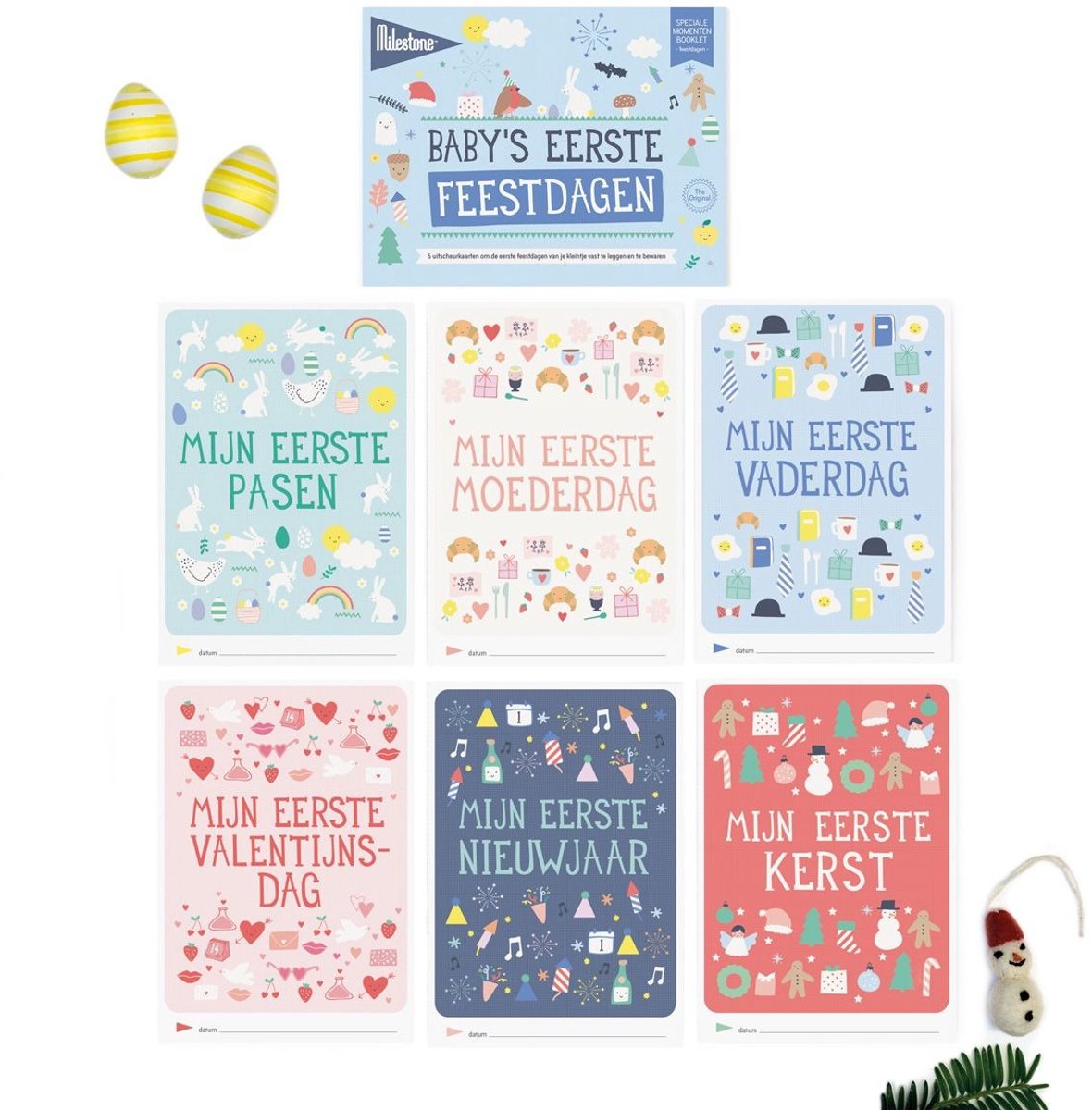 Milestone mijlpaalkaarten eerste feestdagen (nl) 10x15 cm papier 6 stuks