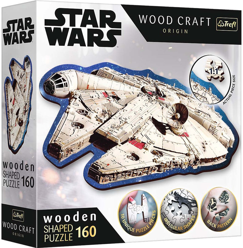 Trefl - puzzels - 160 houten vormige puzzels - millennium falcon lucasfilm star wars fsc mix 70%