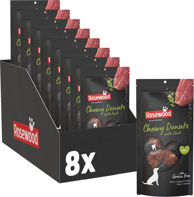 Rosewood chewy donut small hondensnack eend - kauwsnack runderhuid voor honden - 45% eend - 8 x 150 g