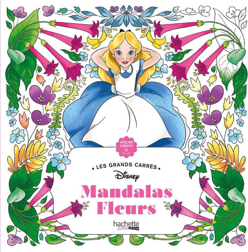 Hachette heroes les grands carrés disney mandalas fleurs - hachette - kleurboek voor volwassenen
