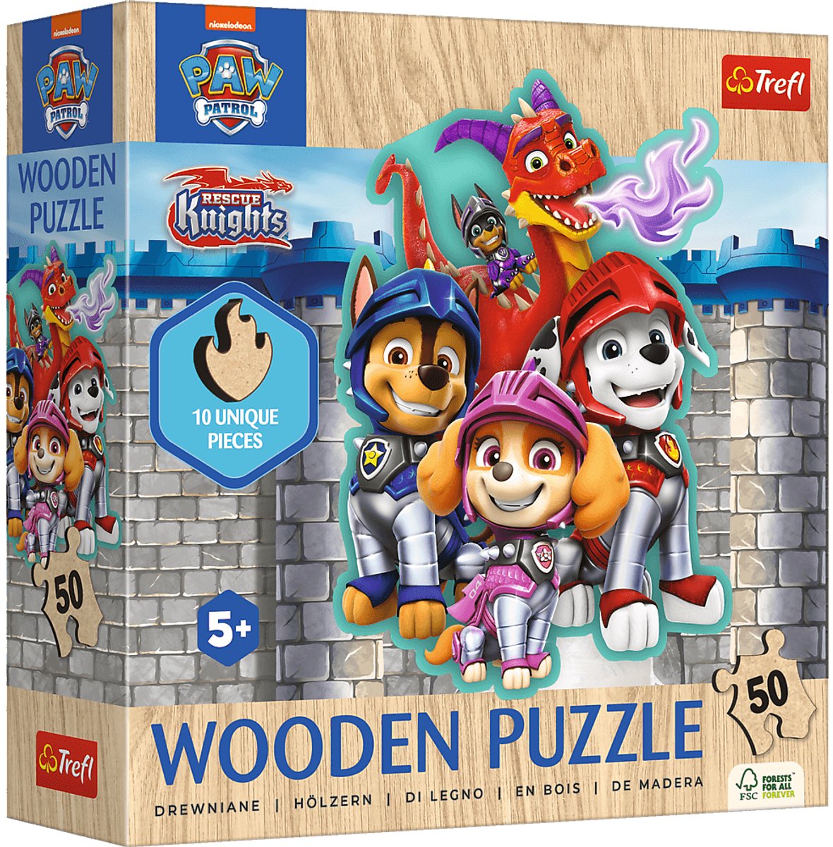 Trefl paw patrol kinderpuzzel hout houten legpuzzel - 50 stukjes - vanaf 4 jaar