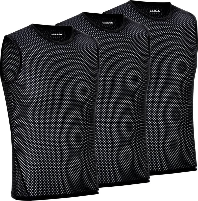 Gripgrab - ultralight 3pack mesh mouwloos base layer zomer fiets ondershirt polygiene zweethemd - zwart - heren - maat l