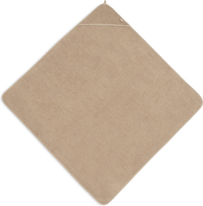Jollein - badcape badstof 100x100cm - baby handdoek met badcape, omslagdoek, badponcho - biscuit