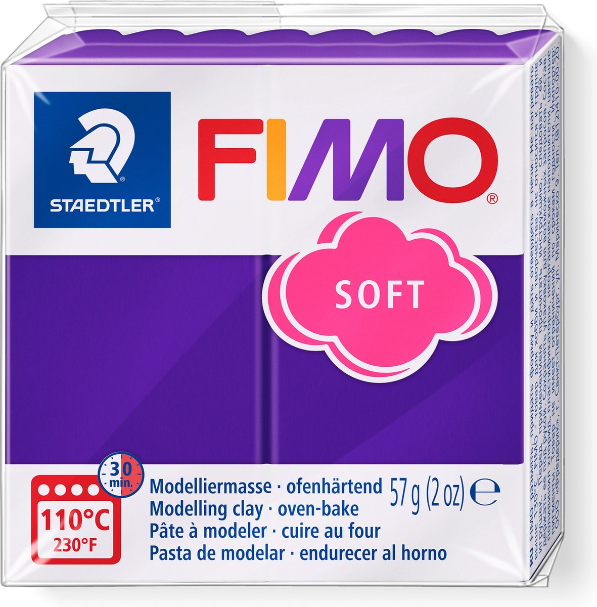 Fimo soft ovenhardende boetseerklei standaard blokje 57 g - pruim