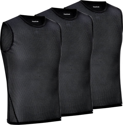 Gripgrab - ultralight 3pack mesh mouwloos base layer zomer fiets ondershirt polygiene zweethemd - zwart - heren - maat xxl