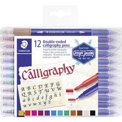 Quantore kalligrafiepennen staedtler 3005 tb12 kleurenassortiment inkt op waterbasis