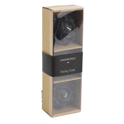 Countryfield drijfkaars bloem rosi m zwart 6cm set van 3