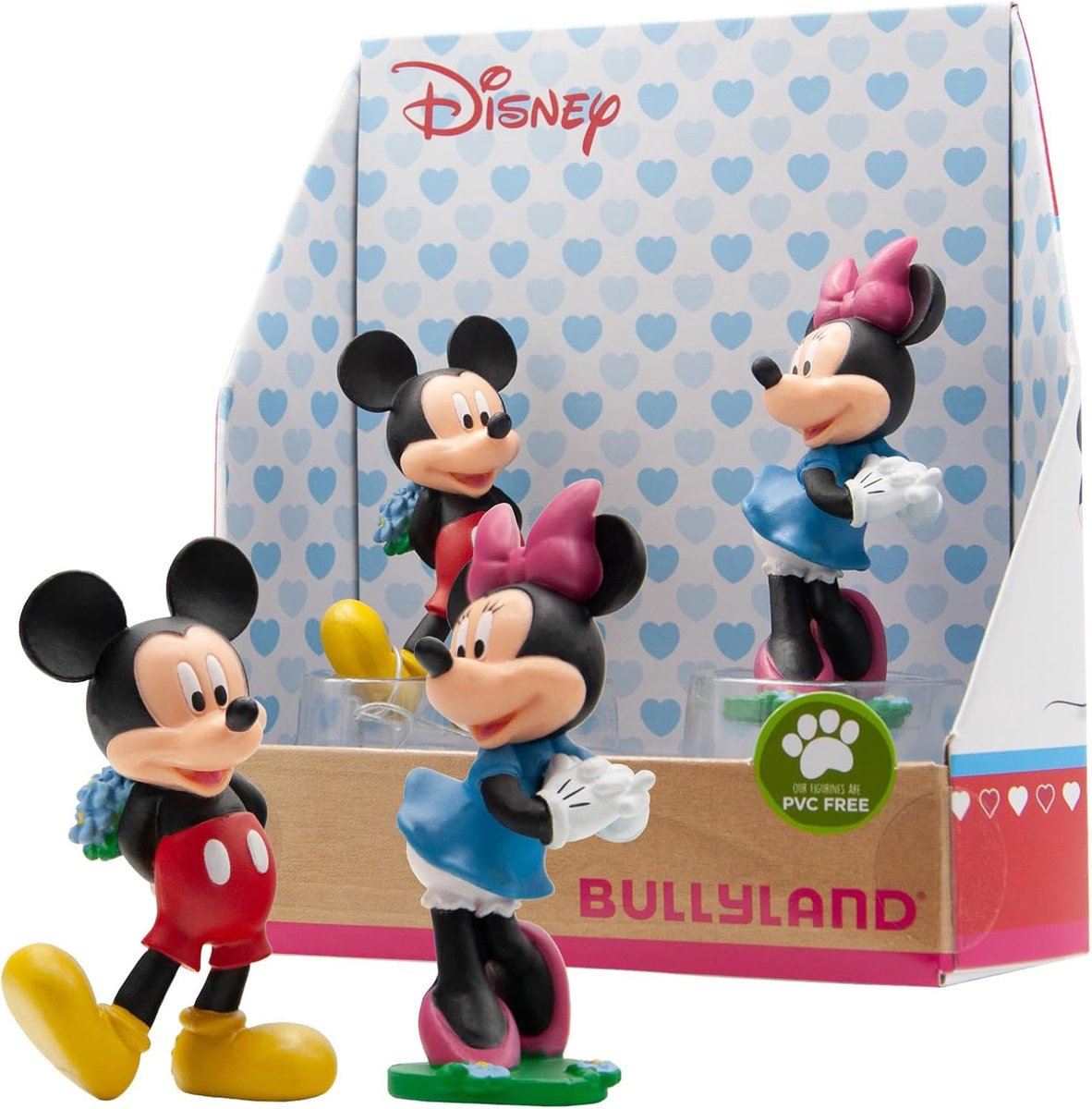 Bullyland 15077 – speelfiguur-set disney mickey minnie valentine – levensecht en detailrijk vormgegeven – ideaal als taartfiguur, verzamelobject of vrolijk cadeau voor kinderen vanaf 3 jaar