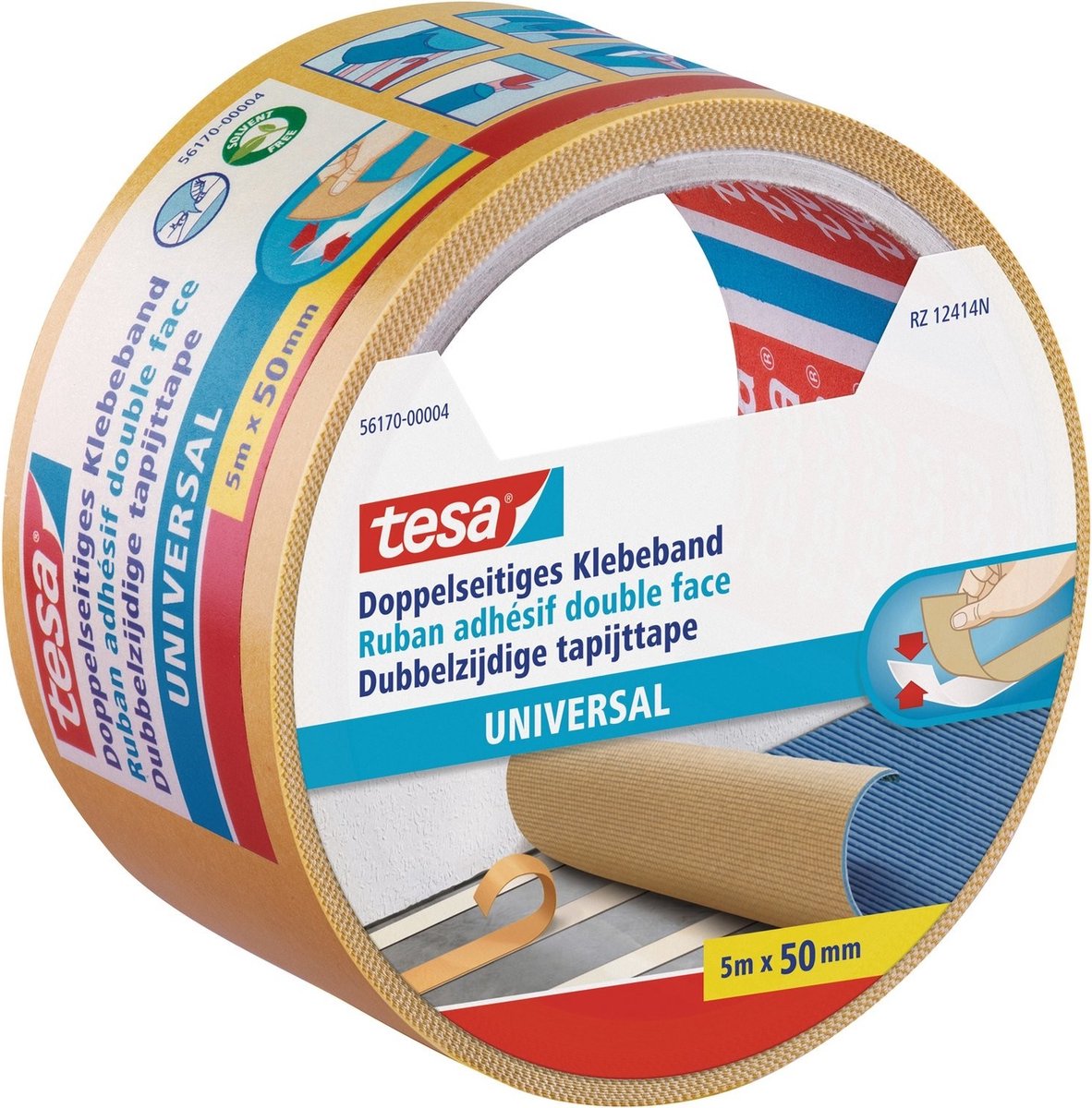 Tesa 1054493 - tapijttape universal 5m x 50mm | 6 stuks