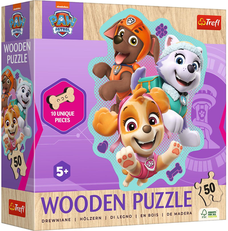 Trefl paw patrol houten puzzel 50 stukjes - educatief kinderspel.