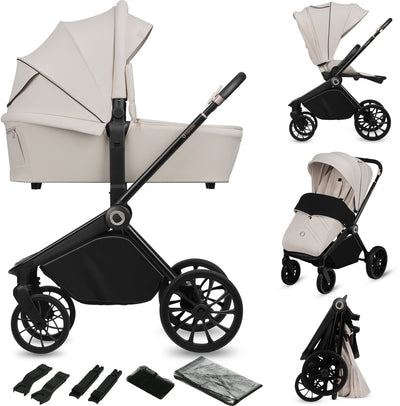 Lionelo mika plus - kinderwagen 2in1 - xxl set - veelzijdig en jaarrond - grote wielen - tot 22kg - bediening met een hand - voor alle soorten terrein - accessoireset