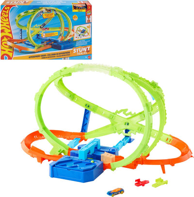 Hot wheels stunt tracks hypersphere crash - met 1 metalen auto
