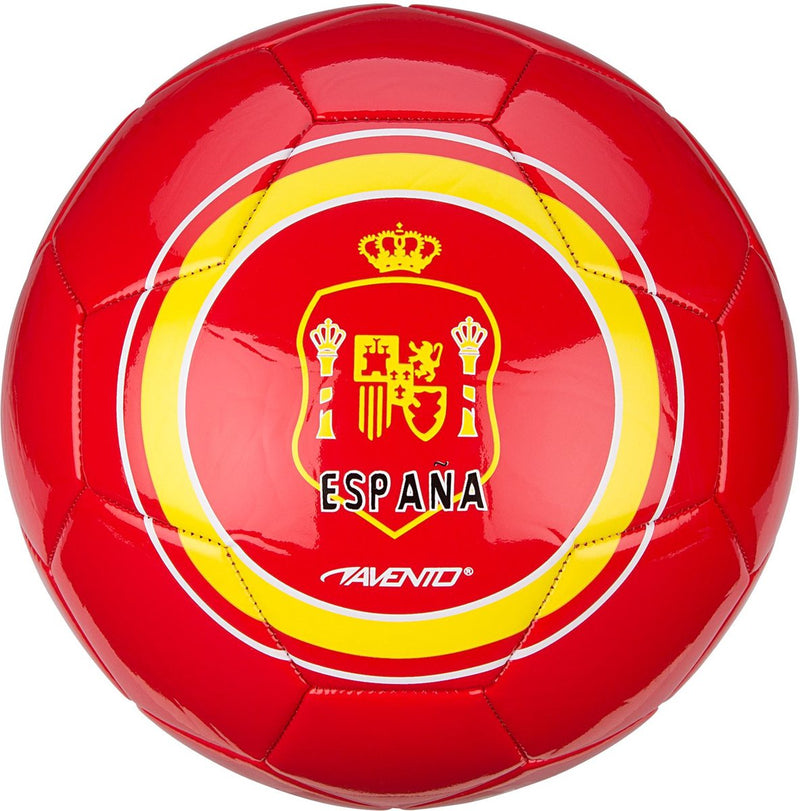 Avento voetbal glossy - world soccer - rood geel - spanje - maat 5 - ⌀ ca. 22 cm