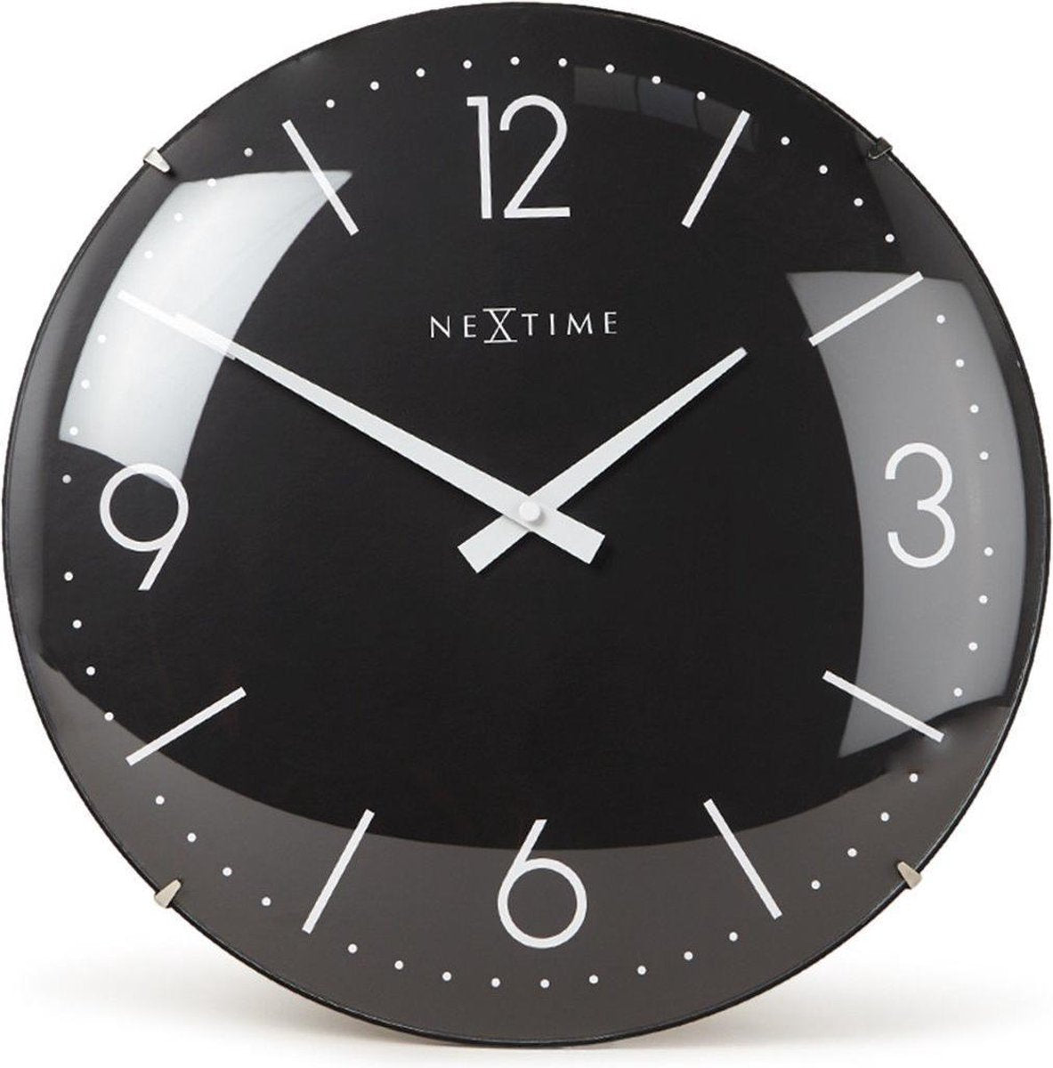 Nextime basic dome – wandklok – 35 cm – bol glas – zwart