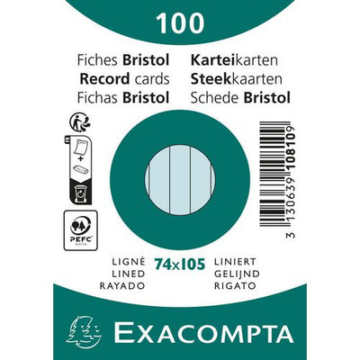 Indexkaarten exacompta 10810se hemelsblauw papier