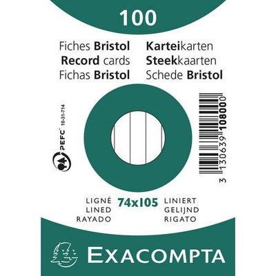 Indexkaarten exacompta 10800se wit papier