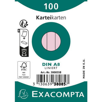 Indexkaarten exacompta 38085sb roze papier