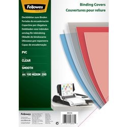 Pack 100 binding cover transparent 5376102 fellowes pvc a4