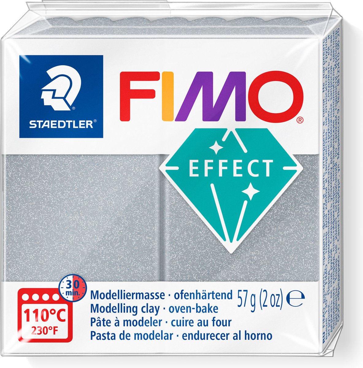 Fimo effect boetseerklei 57 g metallic zilver