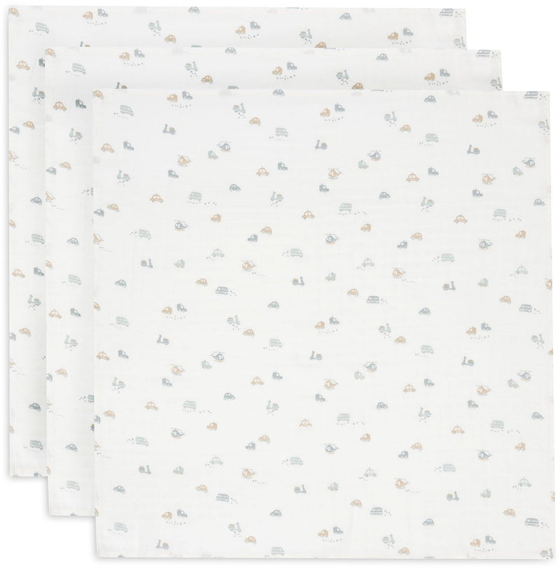Jollein - hydrofiele doek small 70x70cm - inbakerdoek - zacht katoen - 3 stuks - on the go