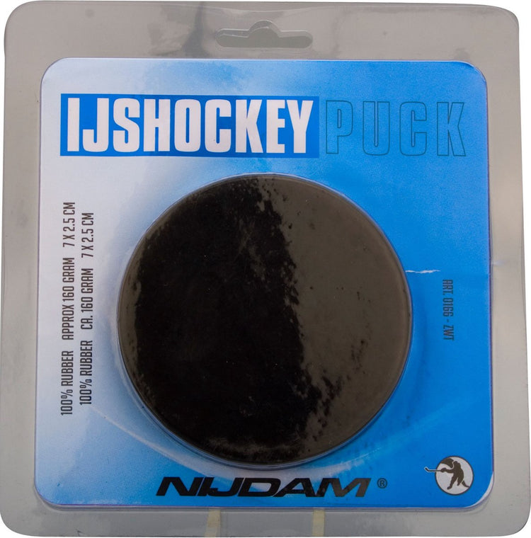 Nijdam ijshockeypuck in blister - zwart - zwart
