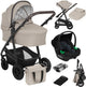 Lionelo bianka kinderwagen 3 in 1 - reiswieg + wandelwagen + autostoel - grote luchtbanden, volledige vering - inklapbaar - verstelbare duwstang - buggy omkeerbare zitting - 0-22kg - accessoireset - beige