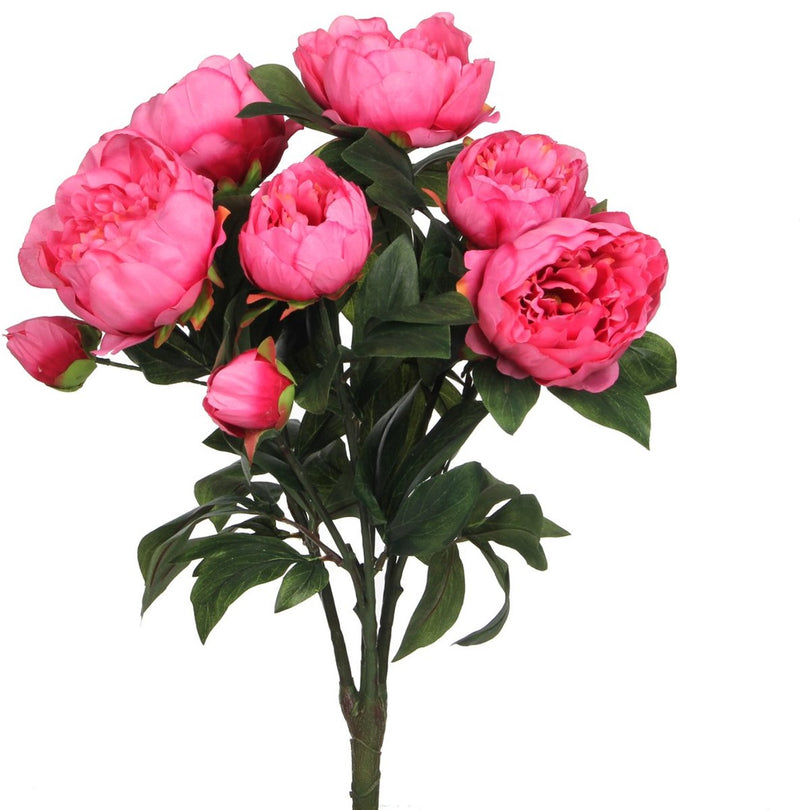 Mica decorations pioenroos kunstbloemen boeket - h55 x ø40 cm - donkerroze