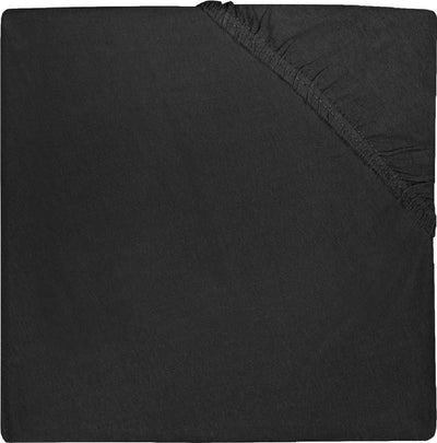 Jollein - baby hoeslaken boxmatras jersey (black) - katoen - hoeslaken box - 75x95cm