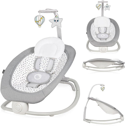 Lionelo pascal - baby wipstoel bouncer - met zachte trillingen - 12 melodieën - verstelbare rugleuning - speelboog met speelgoed - 5-puntsgordel - compact opvouwbaar - wipstoeltje - schommelstoel