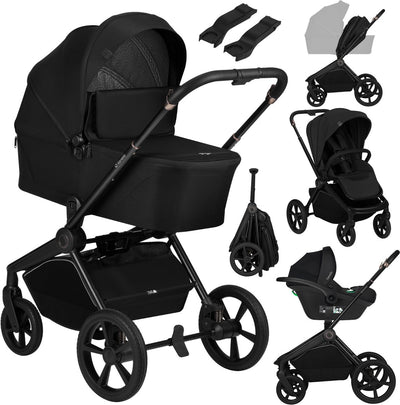 Lionelo freya 3in1 kinderwagen set – reiswieg, wandelwagen astrid i-size autostoel (40–87 cm) –premium - vanaf geboorte tot 22 kg – pu-wielen met vering – omkeerbare zitting – upf50+ kap