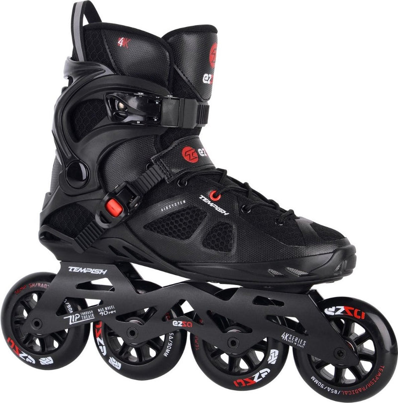 Tempish ezza 90 skeelers volwassenen – 4x90mm wielen – fitness inline skates – zwart rood – maat 40