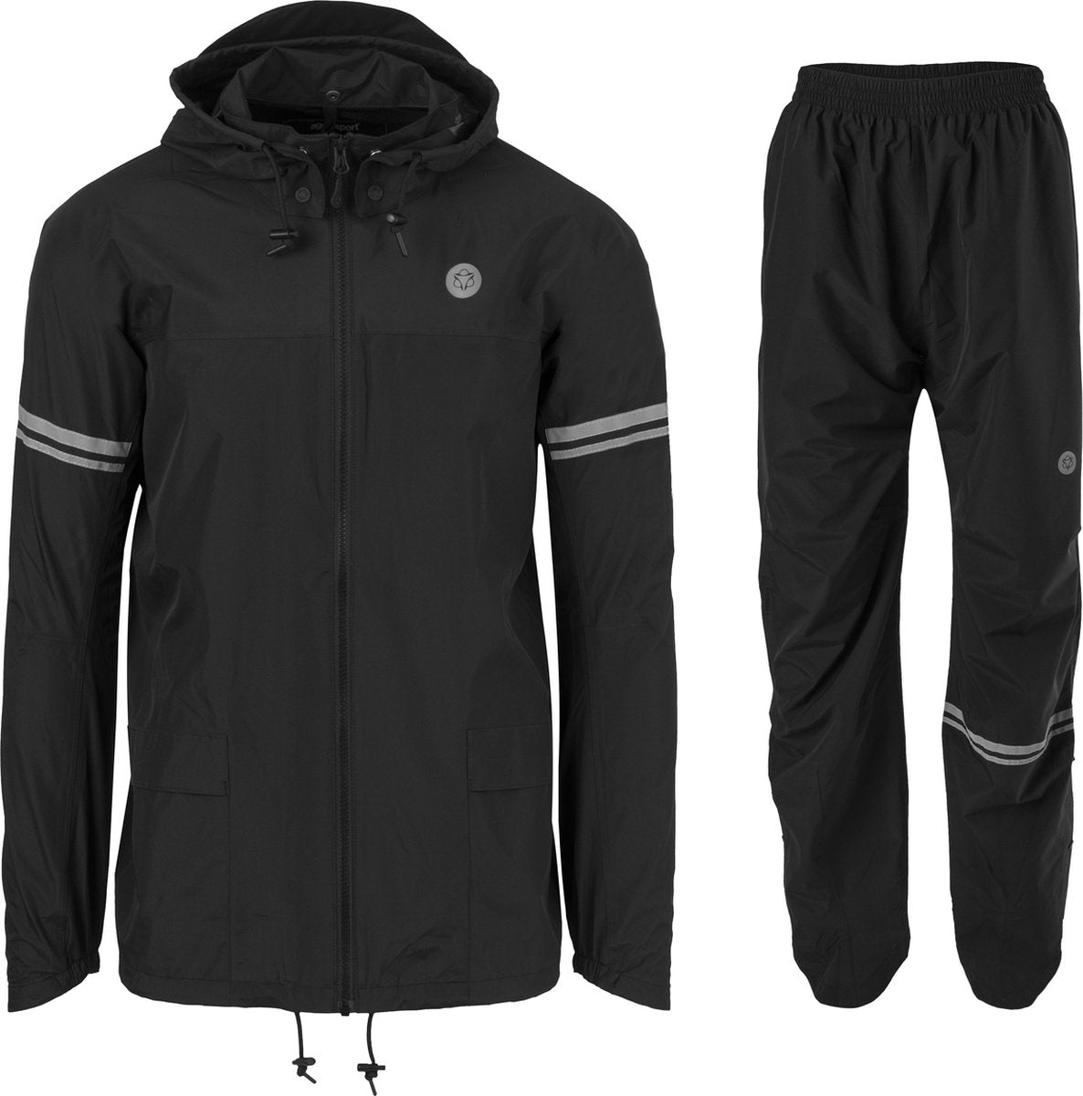 Agu original essential regenpak – 100% waterdicht winddicht – dames heren - poray 5.000 – gerecycled materiaal – zwart - maat s