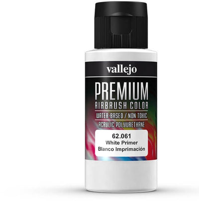 Vallejo hobbyverf - 62061 premium airbrush color - wit - primer - 60ml verf flesje - 60 ml