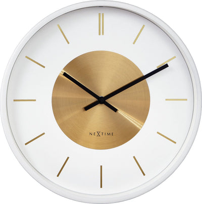 Nextime retro ii – wandklok – 25 cm – metaal – wit goud – stil