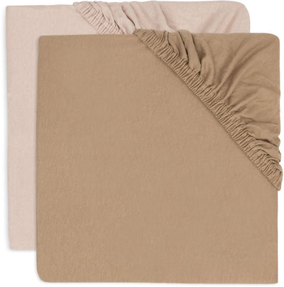 Jollein baby - hoeslaken jersey 70 75x140 150cm - ledikant babybed - zacht katoen - 2 stuks - wild rose biscuit