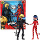 Bandai wonderbaarlijk lieveheersbeestje - wonderbaarlijke speelgoedset - pak van 2 wonderbaarlijke poppen - wonderbaarlijke mannequin figuur 26 cm - lieveheersbeestje zwarte kat kind figuur - kinderspeelgoed 4+ jaar - p50365