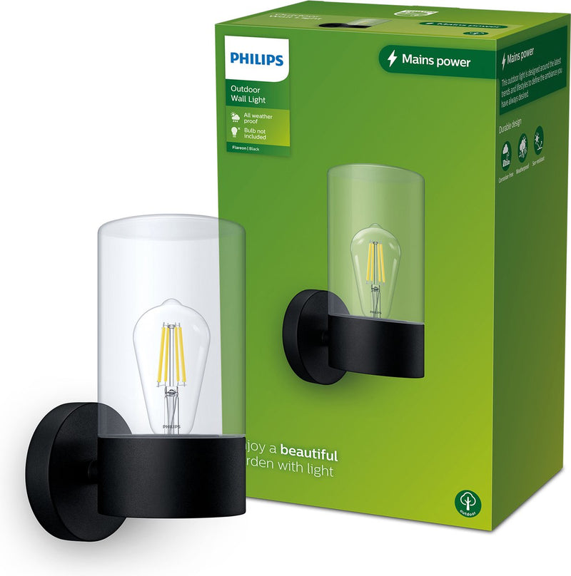 Philips flareon wandlamp - zwart - e27
