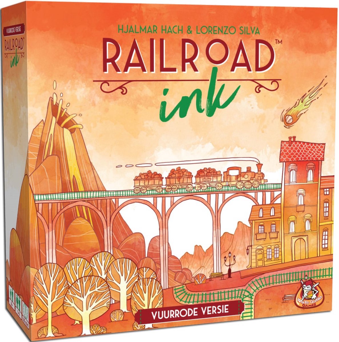 White goblin games - railroad ink (vuurrode versie) - dobbelspel - 1 tot 6 spelers - roll write - puzzelspel - voor de hele familie