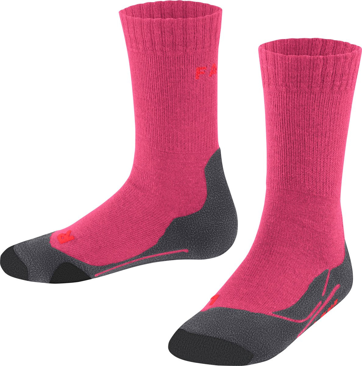 Falke tk2 anti-blaar dik wol functioneel materiaal wandelsokken kinderen rood - maat 27-30