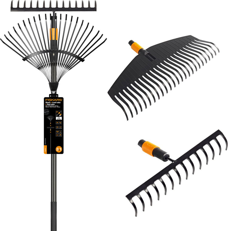 Fiskars quikfit tuinhark bladhark met steel - tuinhark met steel - set met 2 harken