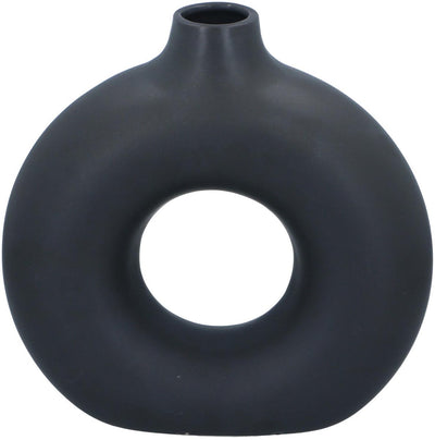 Arti casa decoratieve vaas rond met open midden - zwarte vaas voor interieur decoratie - moderne vaas voor bloemen of accessoires - 31 x 10.5 x 31 cm - zwart